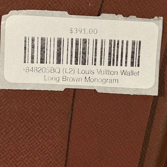 Authentic Louis Vuitton Brown Leather Long Monogram wallet Clutch - Picture 9 of 11